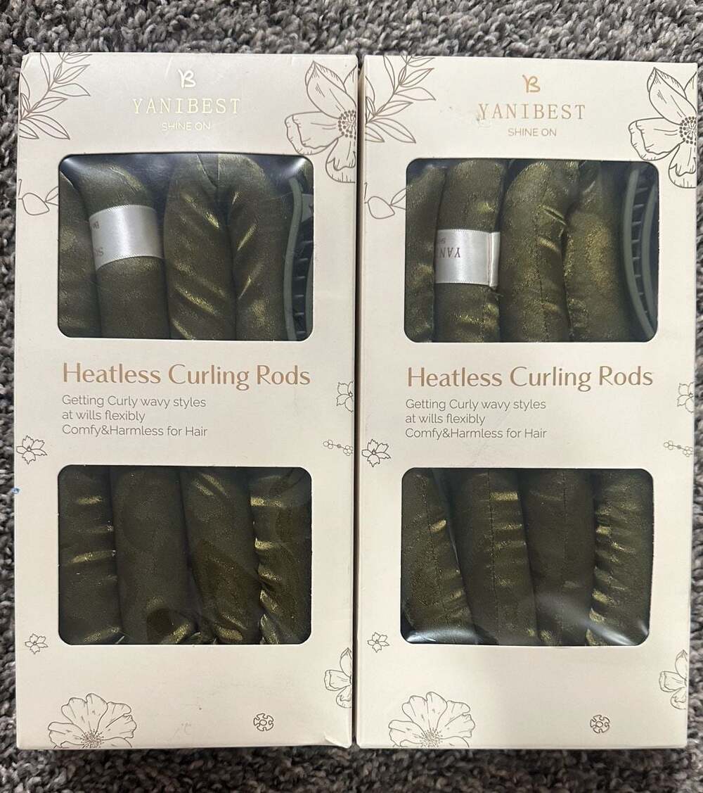 Yanibest Heatless Hair Curlers Soft Silk Ribbon Curling Rods in Green